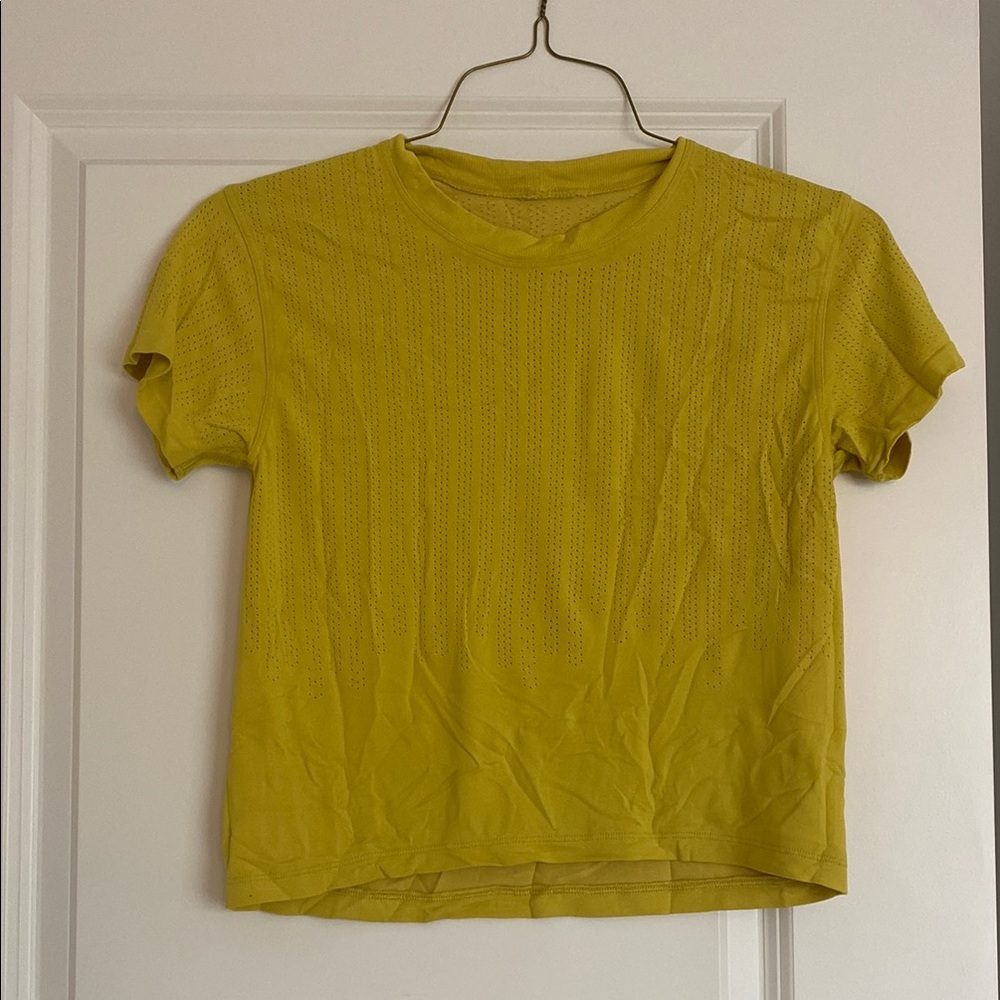 Lululemon Athletica Yellow Crop Ribbed Tee
